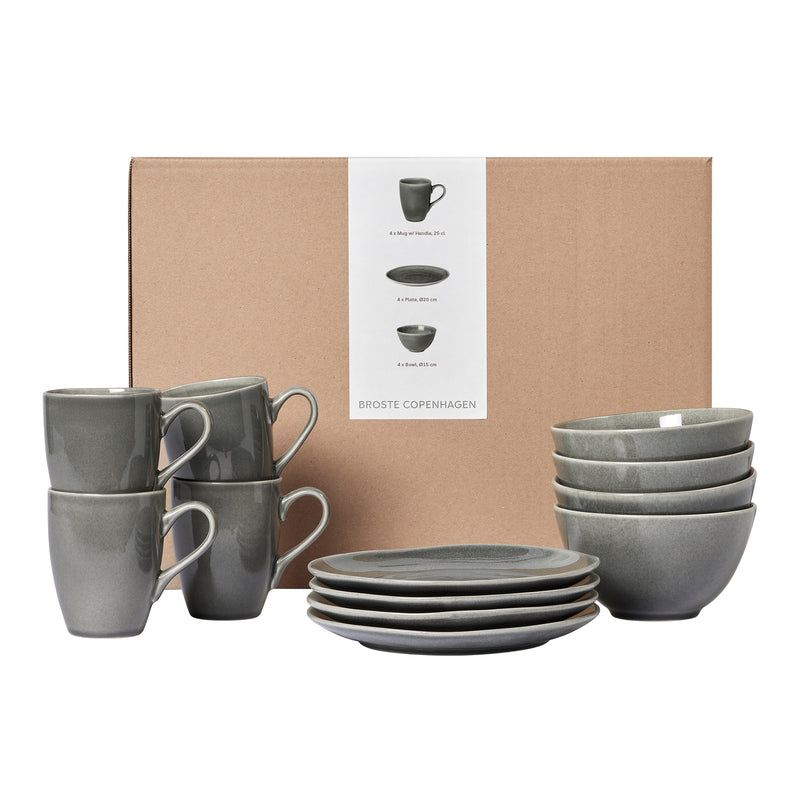 Broste Copenhagen - Nordic Rain Geschirr-Set | Frühstück / 12-tlg.