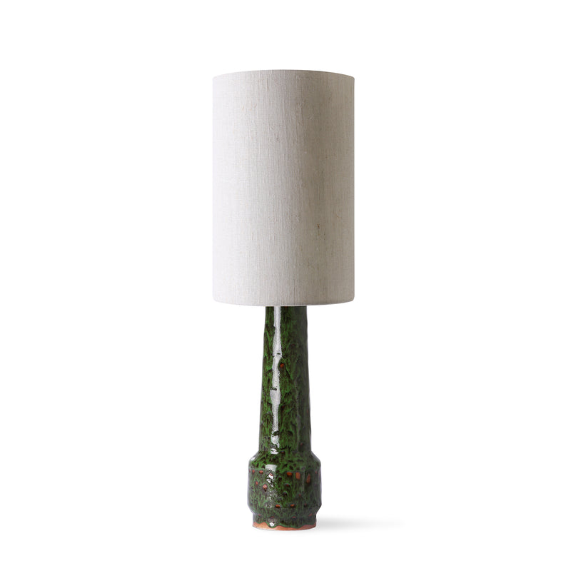 HKliving - Retro Tischleuchtenfuß mit Schirm | Lampenschirm Leinen / Tischleuchtenfuß H 45 cm / lava green