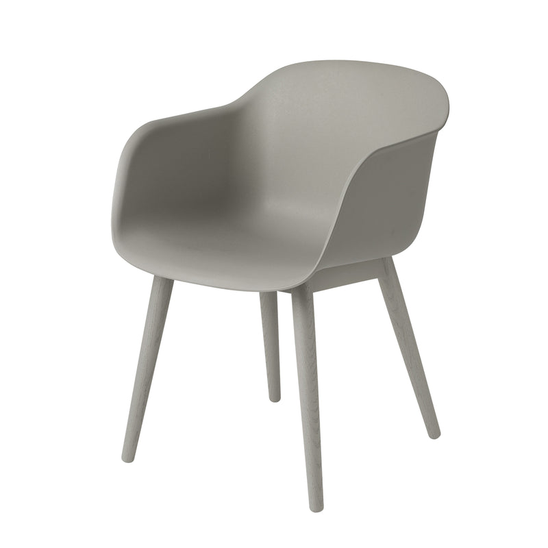 Muuto - Fiber Chair Wood Base | grau / Eiche grau