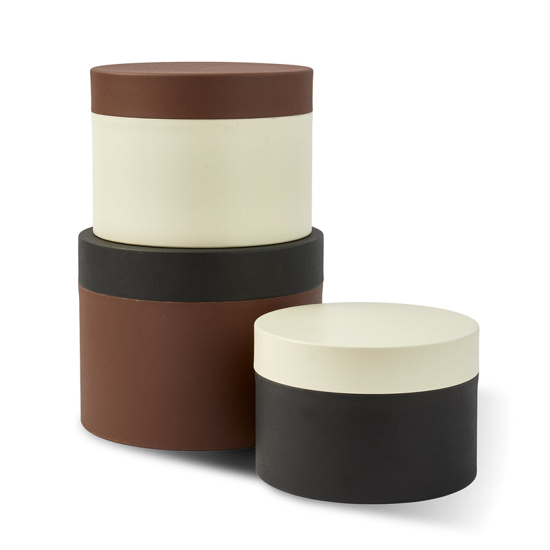 POLSPOTTEN - Round Metal Caps And Jars Vorratsdose 3er Set | dunkelbraun