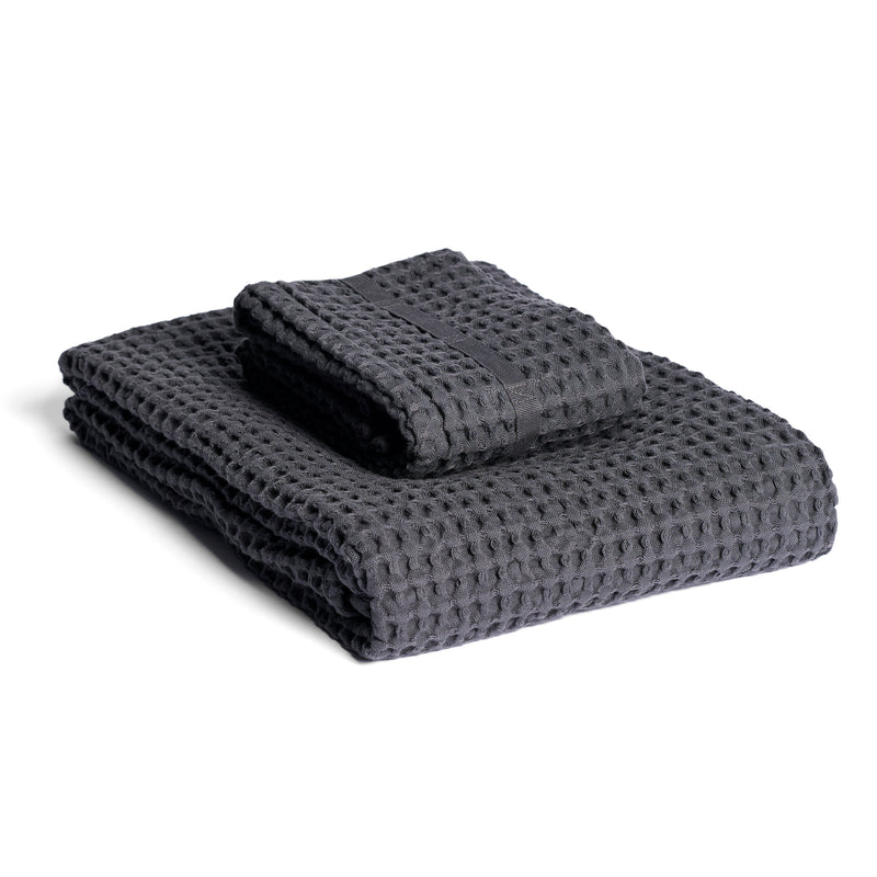 The Organic Company - Big Waffle Handtuch, Gift Set | dunkelgrau