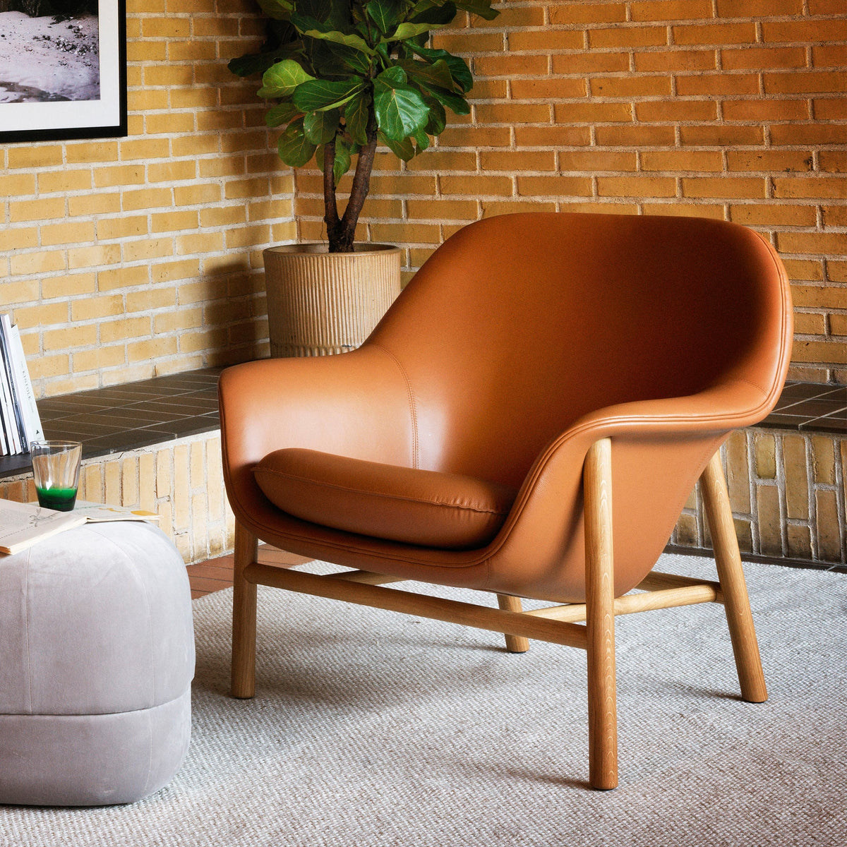 Normann Copenhagen - Fauteuil lounge Drape | Ultra-Leder 41574 / chêne