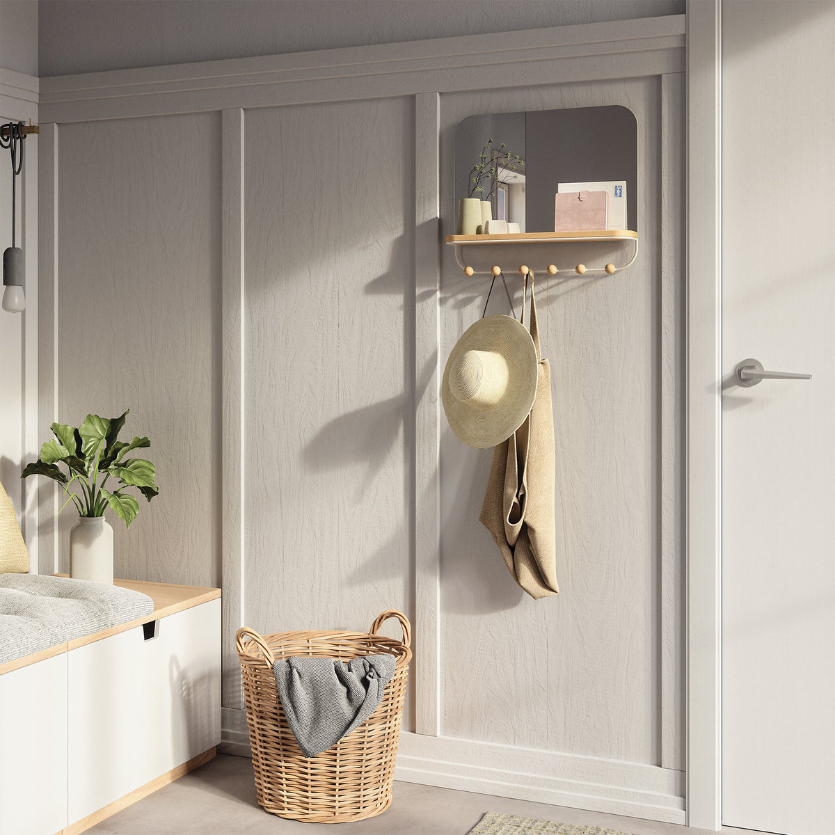 Portemanteau Estique avec tablette et miroir, par Umbra