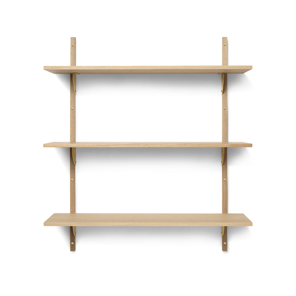 Ferm Living - Sector Wandregal single | 3 Regalböden / Eiche/Messing / 87 cm