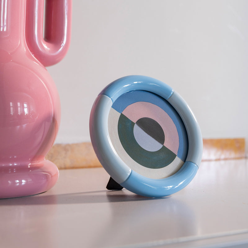 &amp;klevering - Rift Bilderrahmen rund |  Ø 12,5 cm / blau