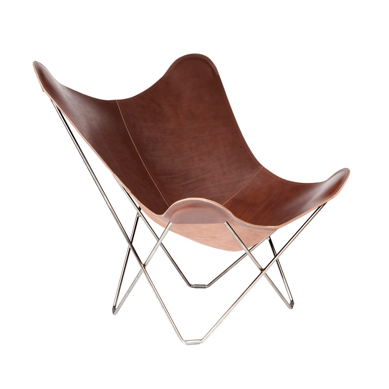 cuero - Pampa Mariposa Butterfly Chair | Chocolate/chrom