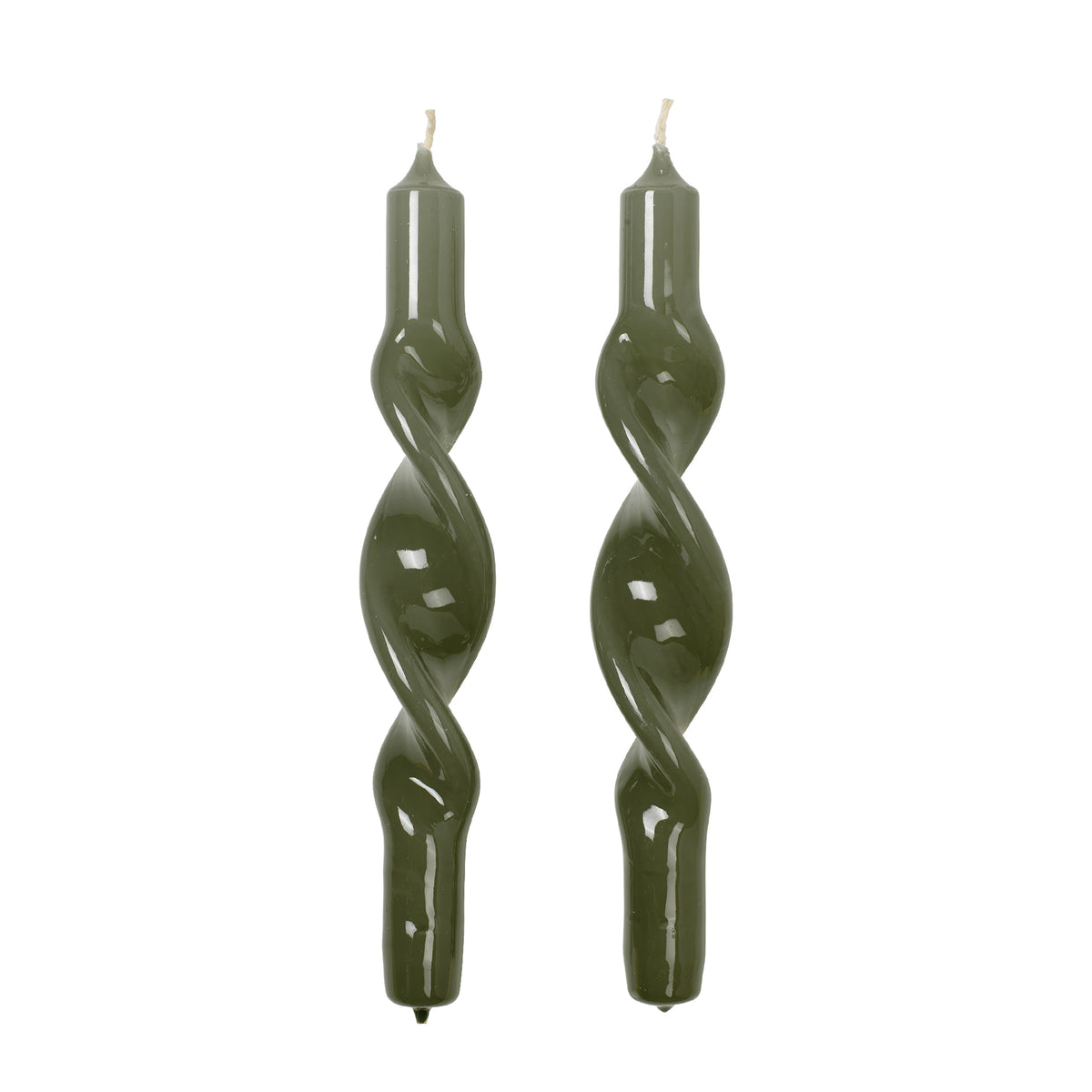 Broste Copenhagen - Twist Glossy Kerzen | grape leaf grün