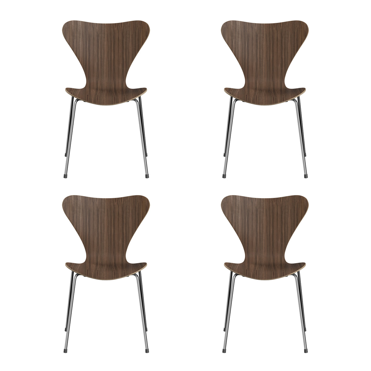 Fritz Hansen - Serie 7 Stuhl Chrom (4er-Set) | Chrom / Walnuss natur