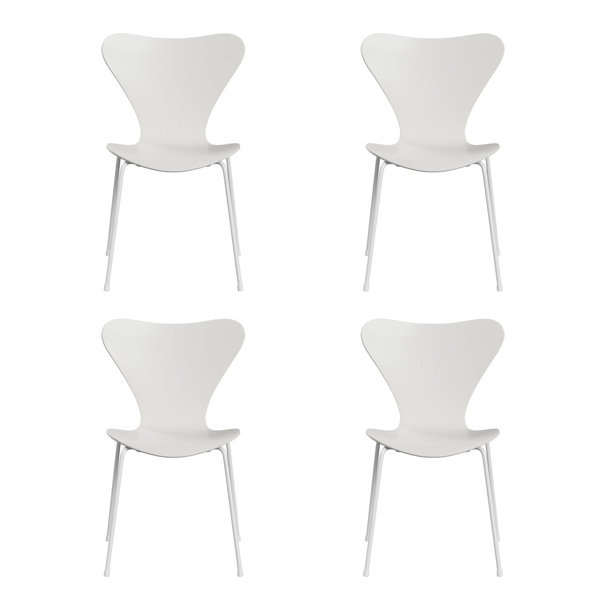 Fritz Hansen - Serie 7 Stuhl Monochrom (4er-Set) | weiß / Esche weiß gefärbt