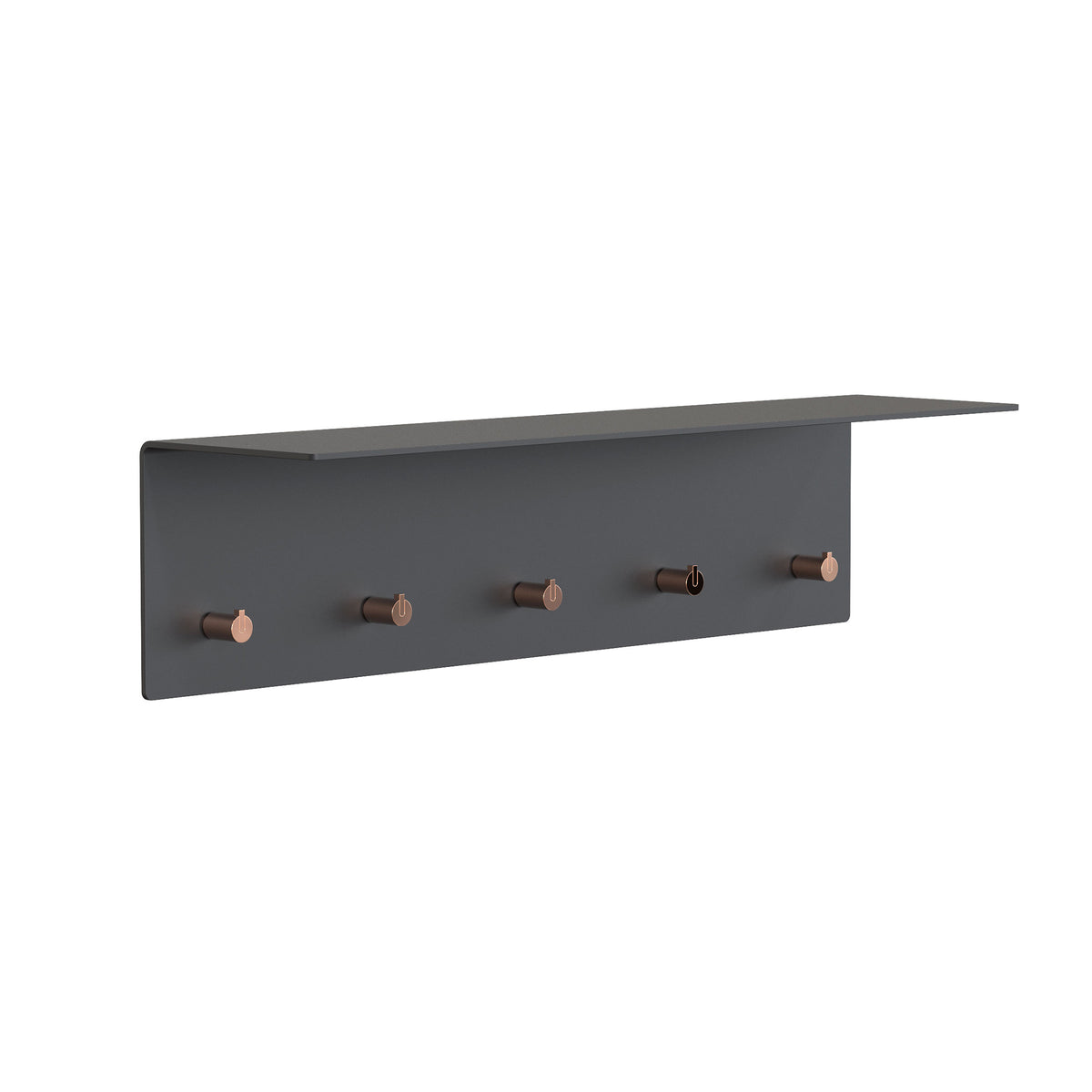Frost - Unu Wandgarderobe | 60 x 15 x 15 cm / schwarz matt/kupfer poliert