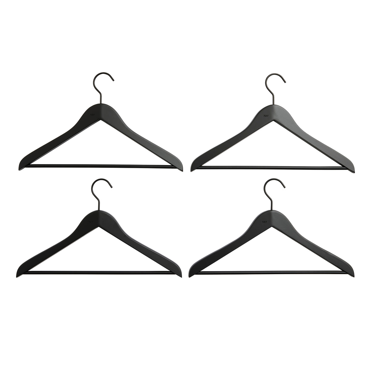HAY - Smooth Coat Kleiderbügel mit Steg (4er-Set) | mit Steg / Slim
