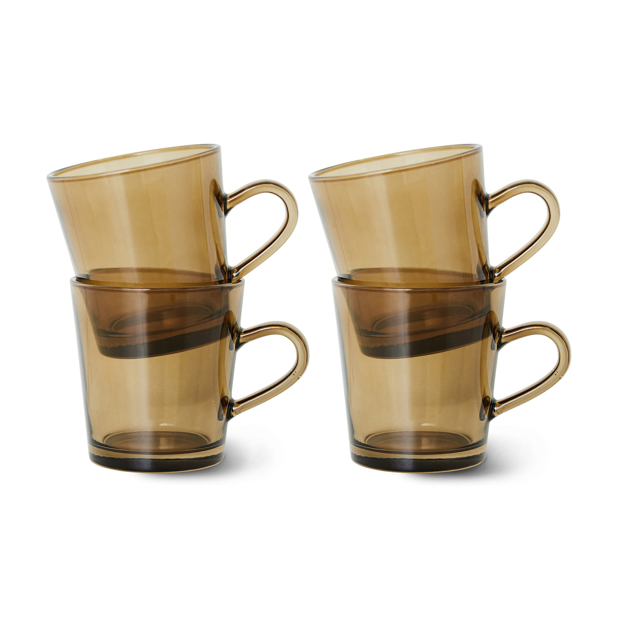 HKliving - 70's Glas Kaffeebecher (4er-Set) | mud brown