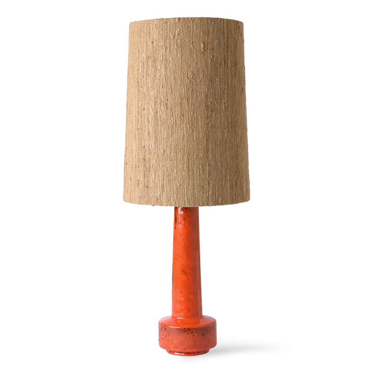 HKliving - Retro Tischleuchtenfuß mit Schirm | Lampenschirm Seide / Tischleuchtenfuß H 48 cm / lava red