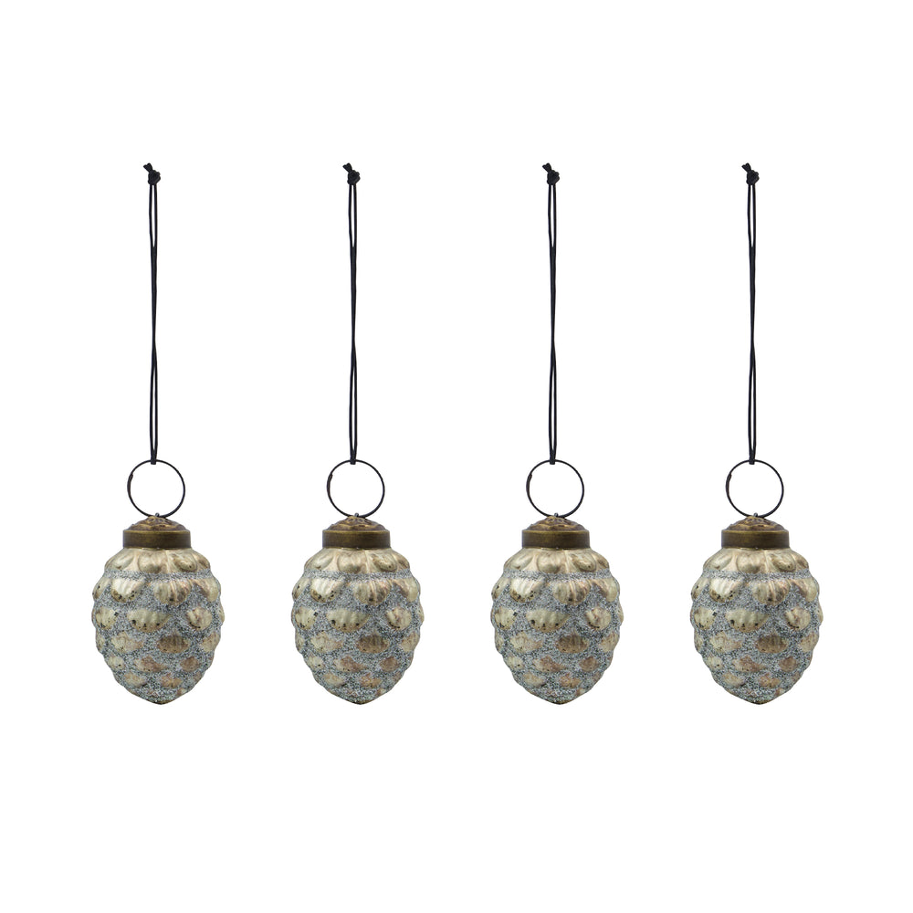 House Doctor - Cone Ornamente | 4er-Set / antikes silber