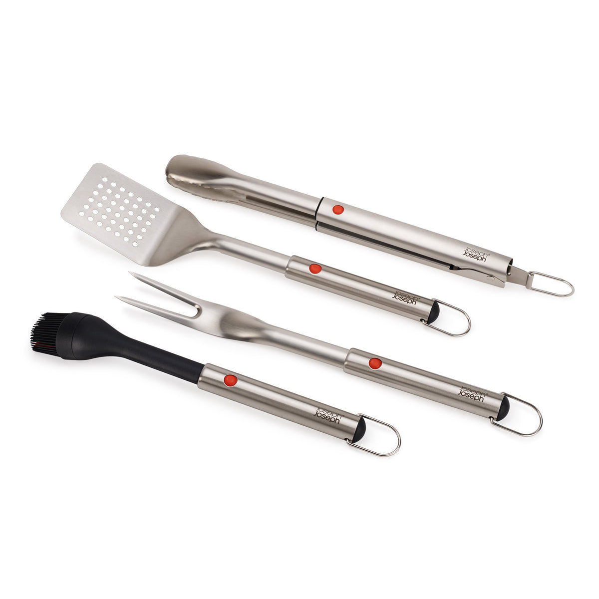 Joseph Joseph - GrillOut Grillbesteck | Set (Grillwender / Grillzange / Grillgabel / Grillpinsel) + Tasche