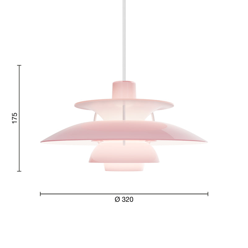 Louis Poulsen - PH 5 320 Opal Pendelleuchte | opal pale rose