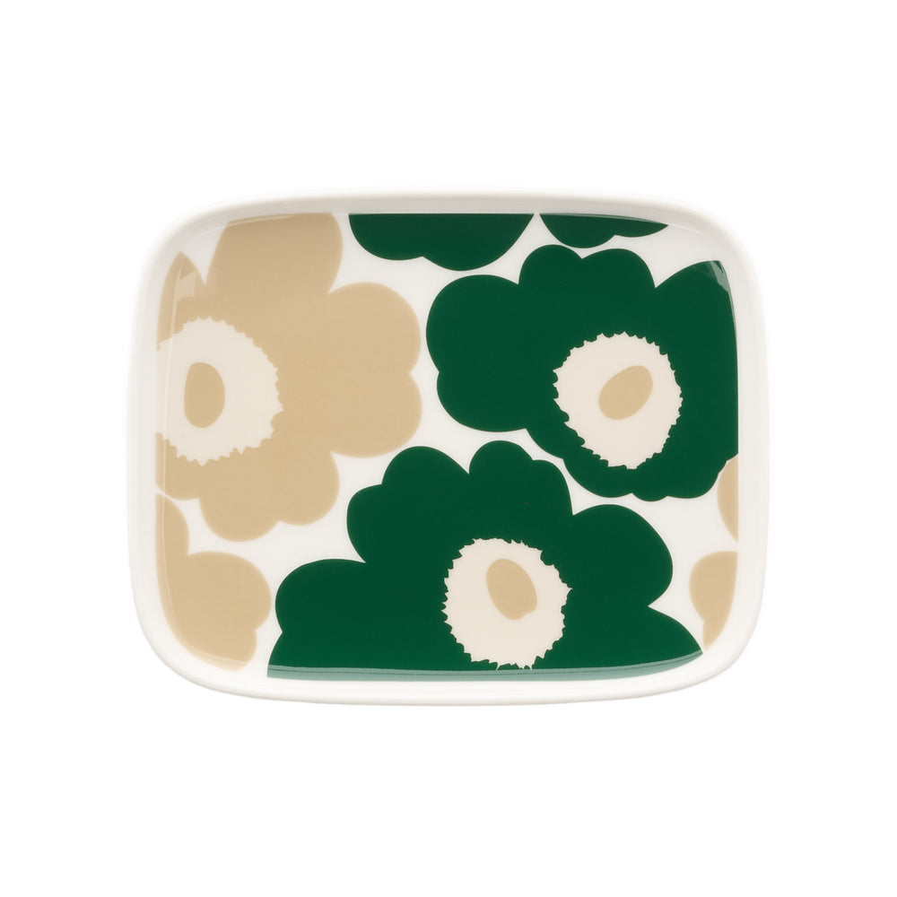 Marimekko - Oiva Unikko Servierplatte | weiß / dunkelgrün / beige / light sand