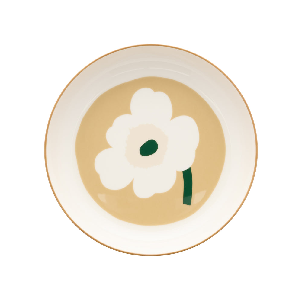 Marimekko - Oiva Unikko tiefer Teller | white, beige, lt.sand, d.green