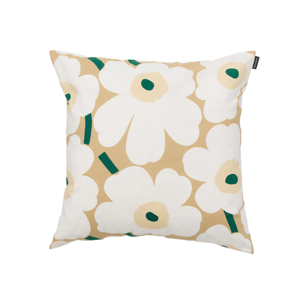 Marimekko - Pieni Unikko Kissenbezug | 50 x 50 cm / sand, white, hay, emerald