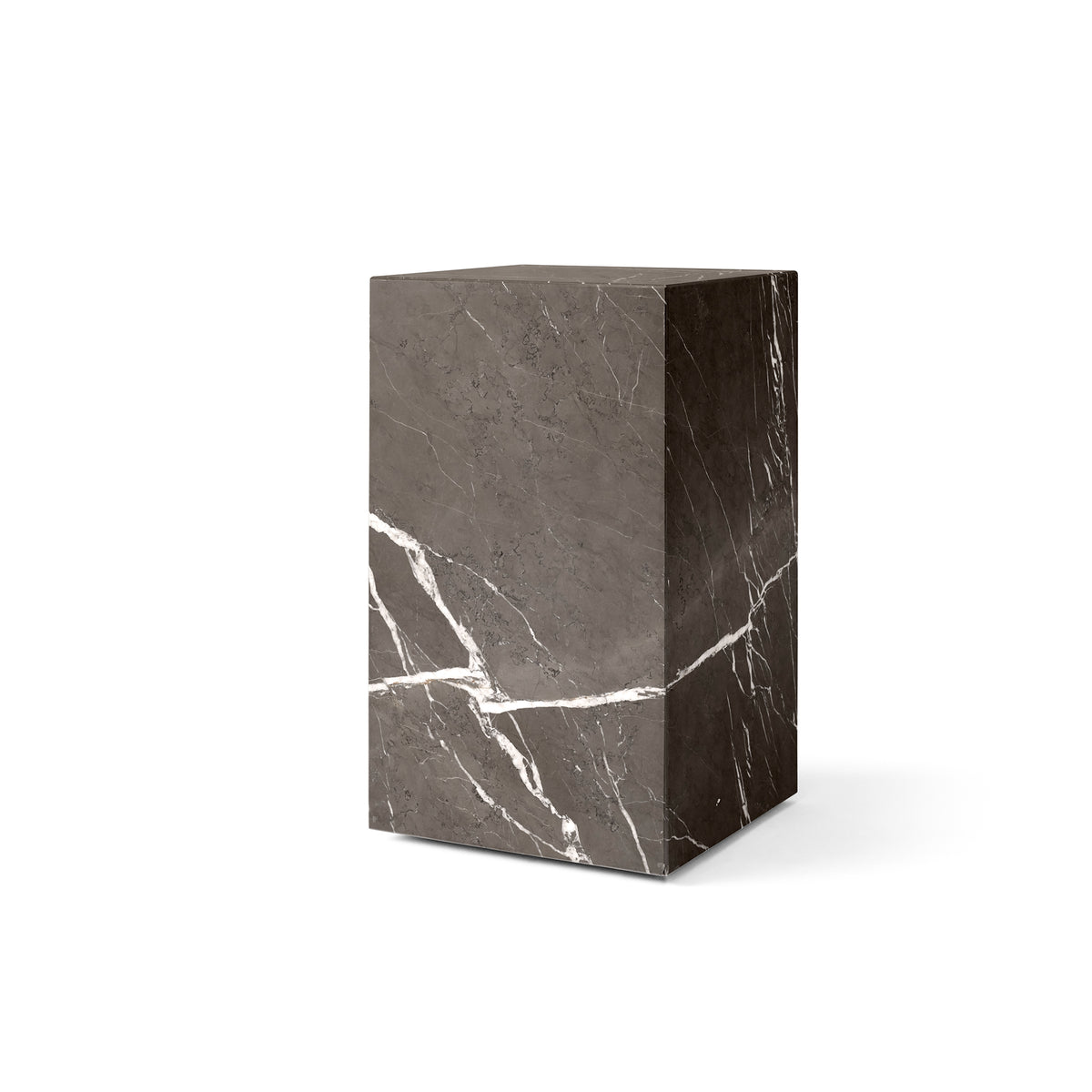 Audo - Plinth Beistelltisch | tall / braun-grauer Marmor