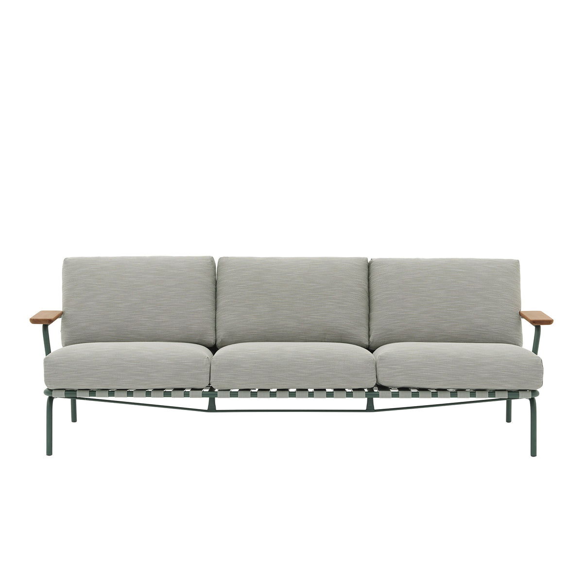 Muuto - Settle Outdoor 3-Sitzer Sofa | grün/dunkelgrün (Stoff Ribbed Weave2)