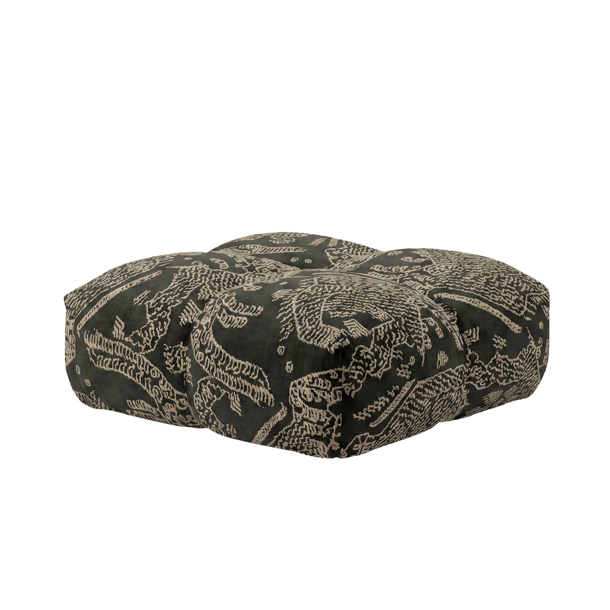 OUT Objekte unserer Tage - Sander Pouf Large | Petrol/weiß (Tiger Mountain Col. 003 by Dedar)