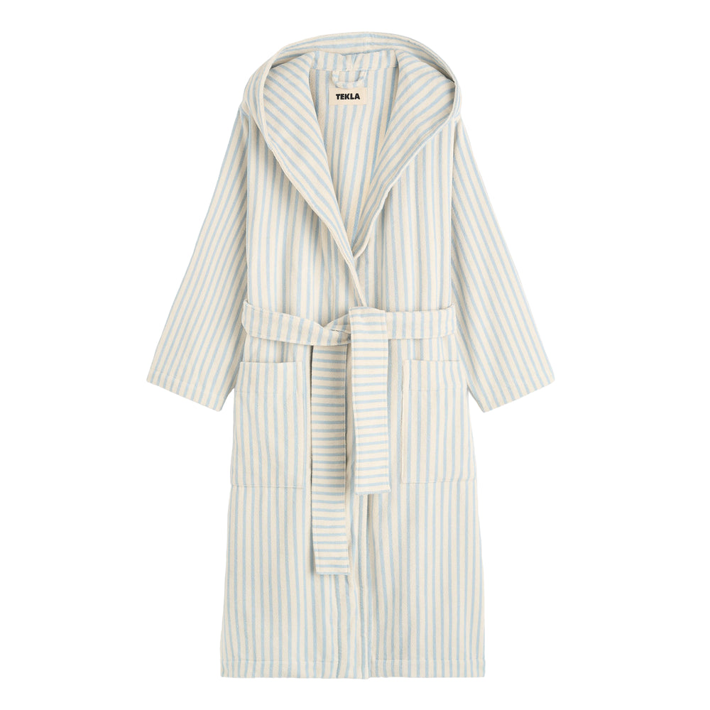 Tekla - Terry Bademantel mit Kapuze | L / soft blue stripes, M / soft blue stripes, S / soft blue stripes