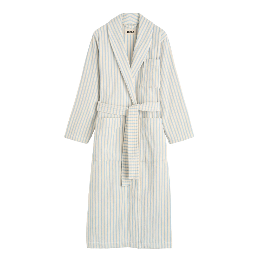 Tekla - Terry Classic Bademantel | L / soft blue stripes, M / soft blue stripes, S / soft blue stripes