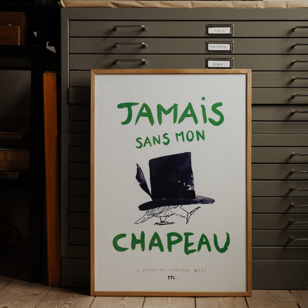 The Poster Club - L'Oiseau au Chapeau Bleu von Another Art Project