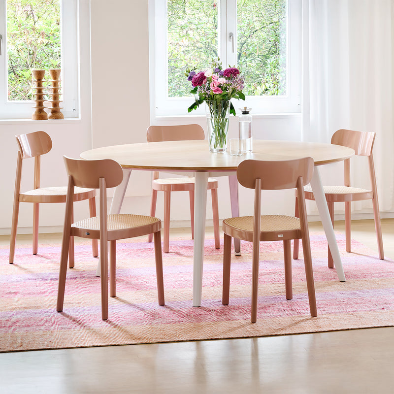 Thonet - 118 Stuhl | Buche altrosa hochglanz lackiert / Single / Rohrgeflecht