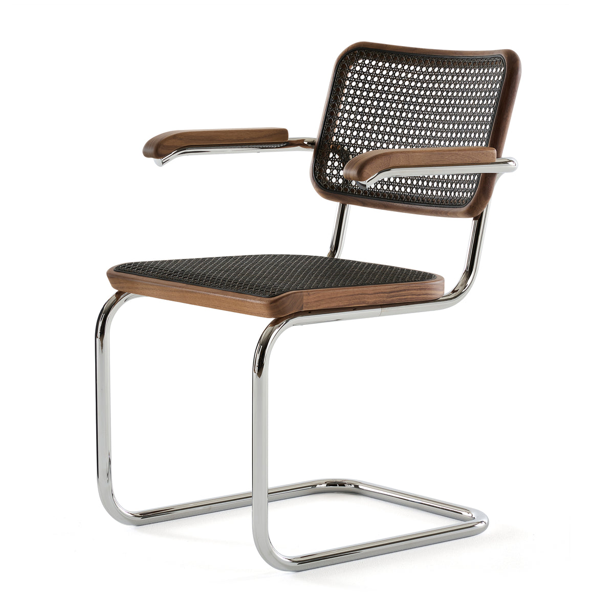 Thonet - S 64 V Freischwinger | Geflecht dark / Nussbaum / Chrom