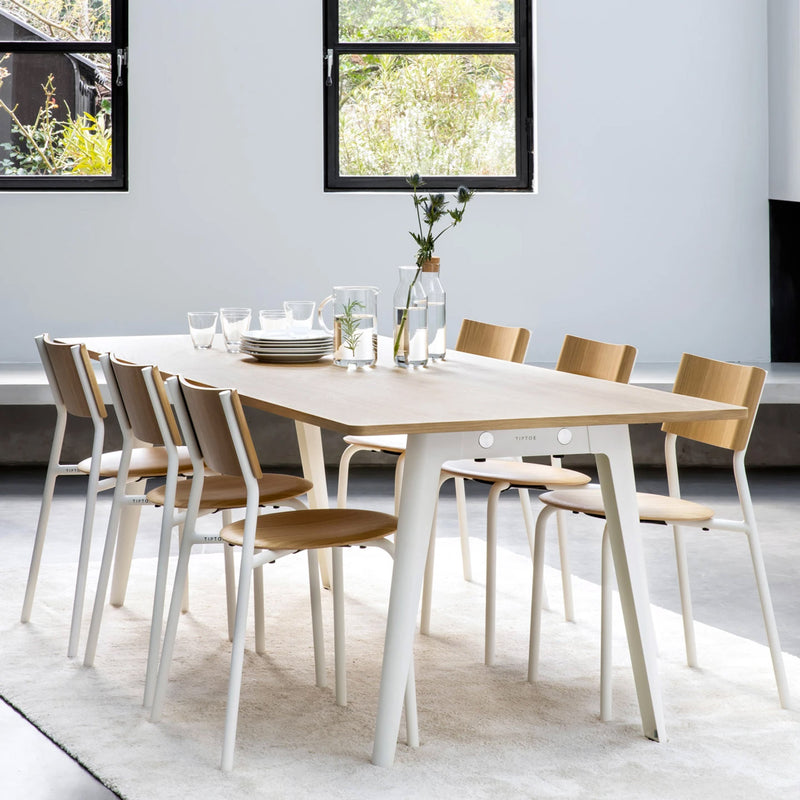 TipToe - NEW MODERN Esstisch | Eiche / 95 x 160 cm / creme weiß, Eiche / 95 x 190 cm / creme weiß