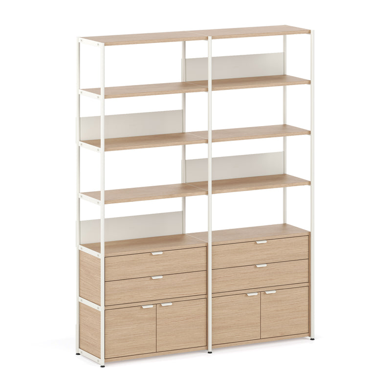 TipToe - Unit Regalsystem | inkl. 2 Türen und  2 Schubladen / H 215 x 164 cm / cream white