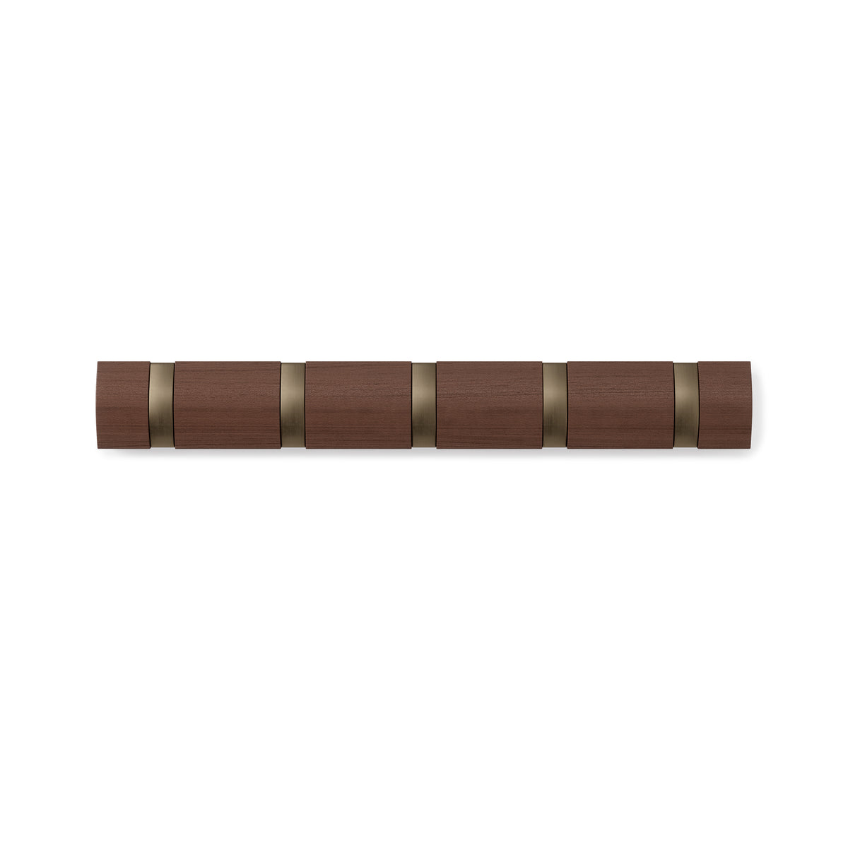 Umbra - Flip Hook 5er Garderobenleiste | Walnuss/warm gold