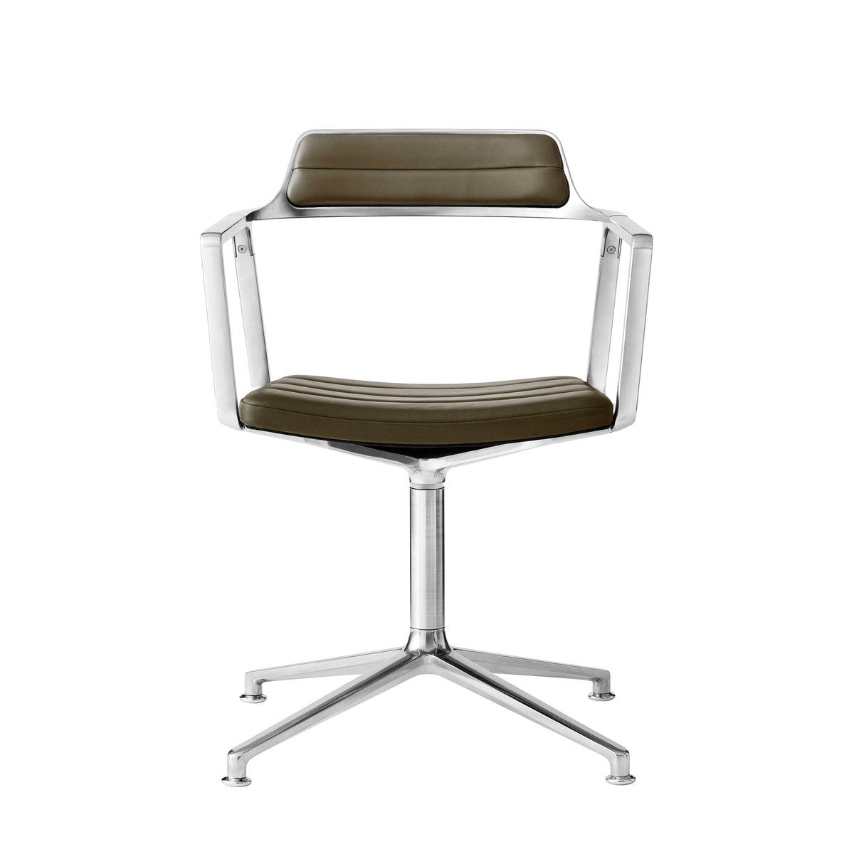 Vipp - 452 Drehstuhl | Gleiter / Leder bosco grün / Aluminium poliert