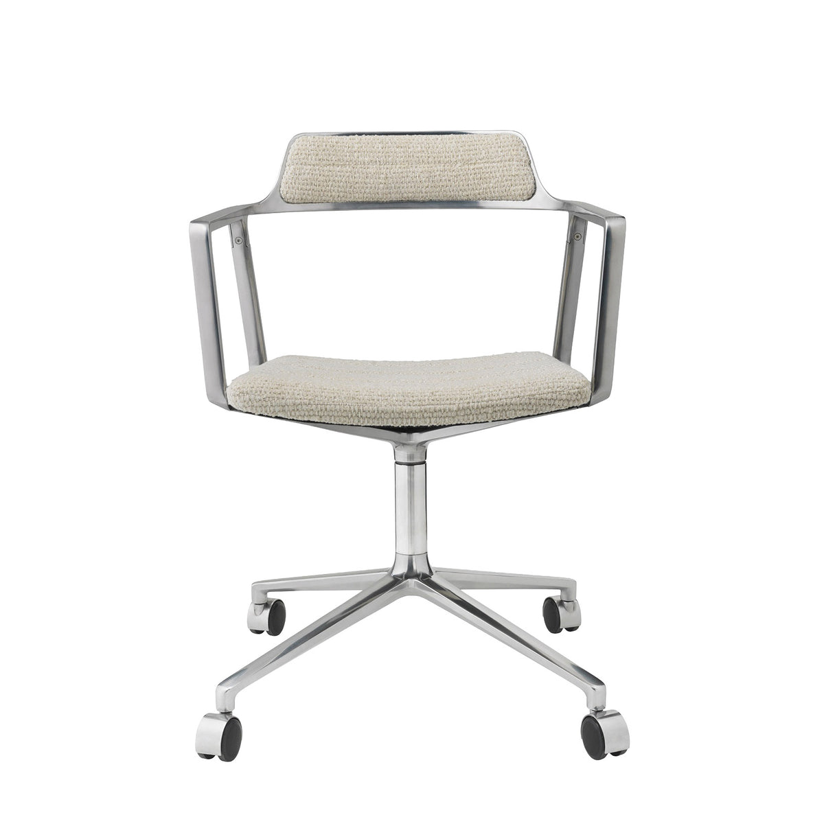 Vipp - 452 Drehstuhl | Rollen / off white / Aluminium poliert