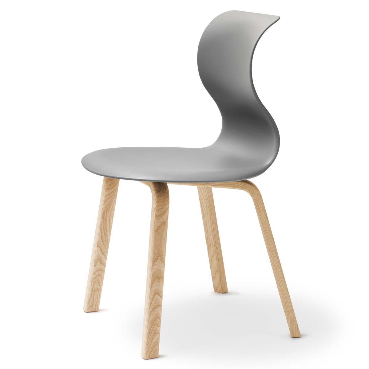 Flötotto - Chaise Pro 6, piètement quatre pieds en bois, gris granite