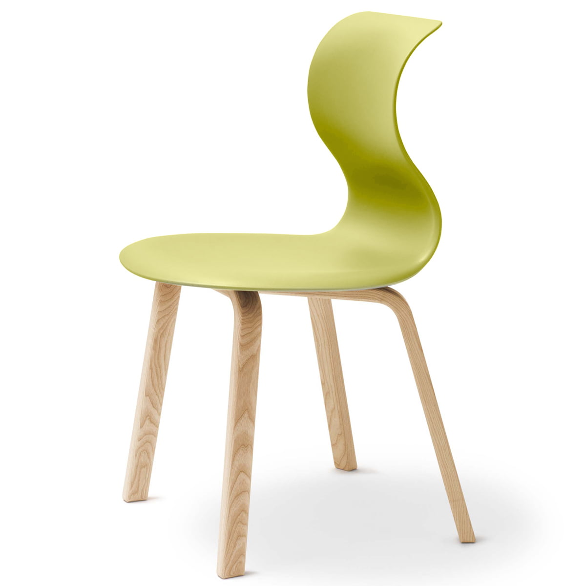 Flötotto - Chaise Pro 6, piètement quatre pieds en bois, vert kiwi