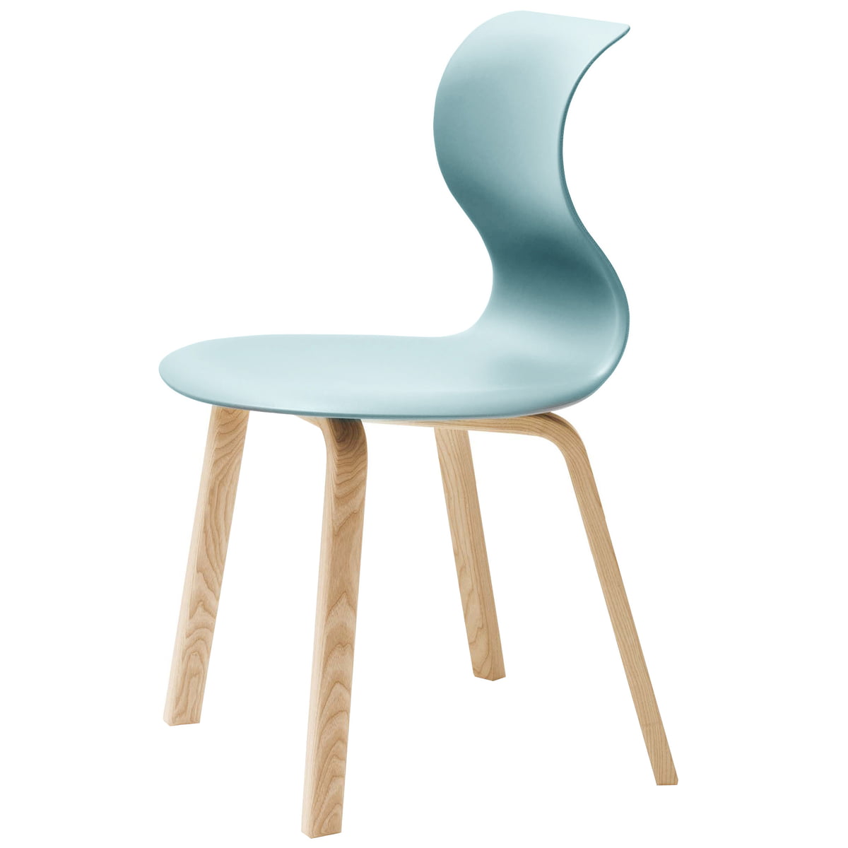 Flötotto - Chaise Pro 6, piètement quatre pieds en bois, bleu aqua
