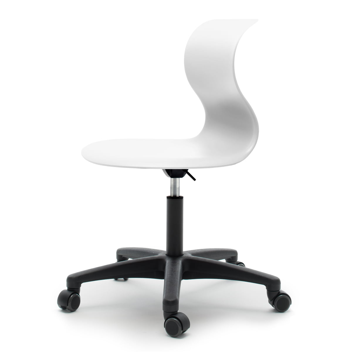 Flötotto - Pro 6 chaise pivotante, blanc, roulettes souples (avec capot noir)