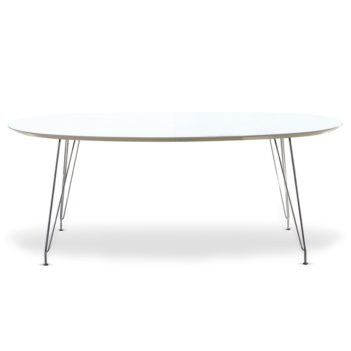 Andersen Furniture - DK10 Table à rallonge ovale, chromée / blanche