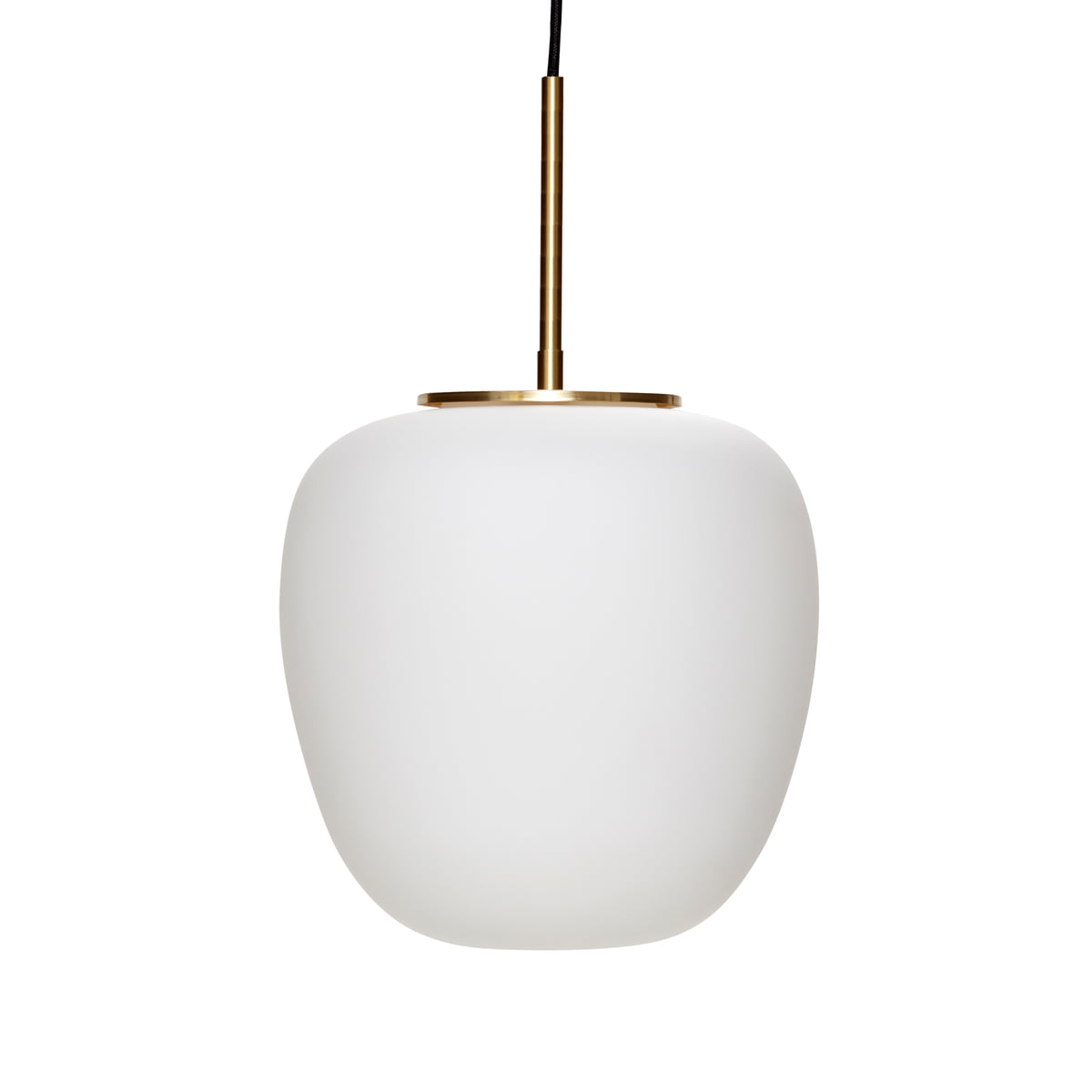Hübsch Interior - Lampe pendante en verre Ø 25 cm, hauteur 36 cm, blanc / laiton
